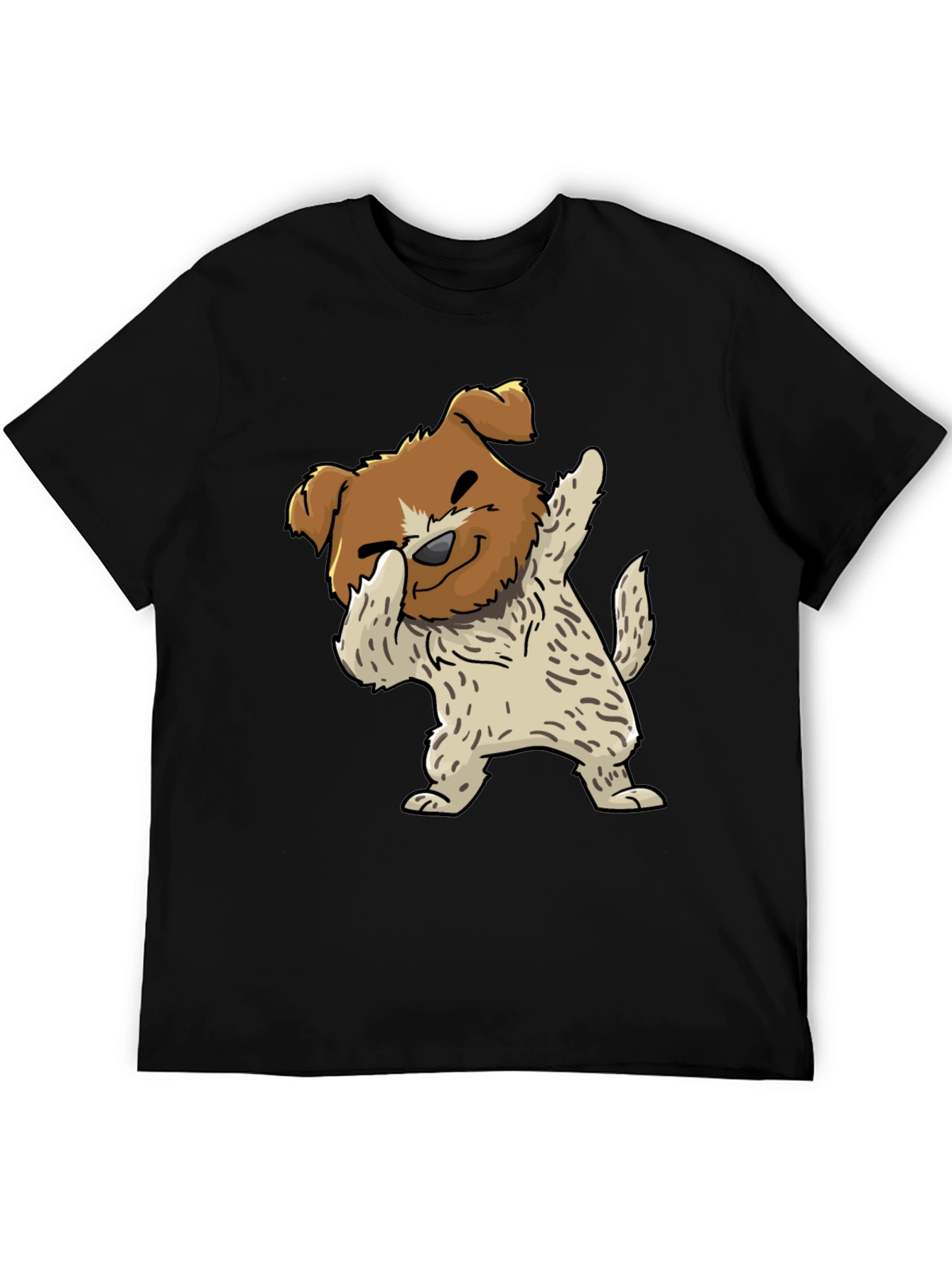Dog Dabbing Graphic Tee - Black Cotton Blend