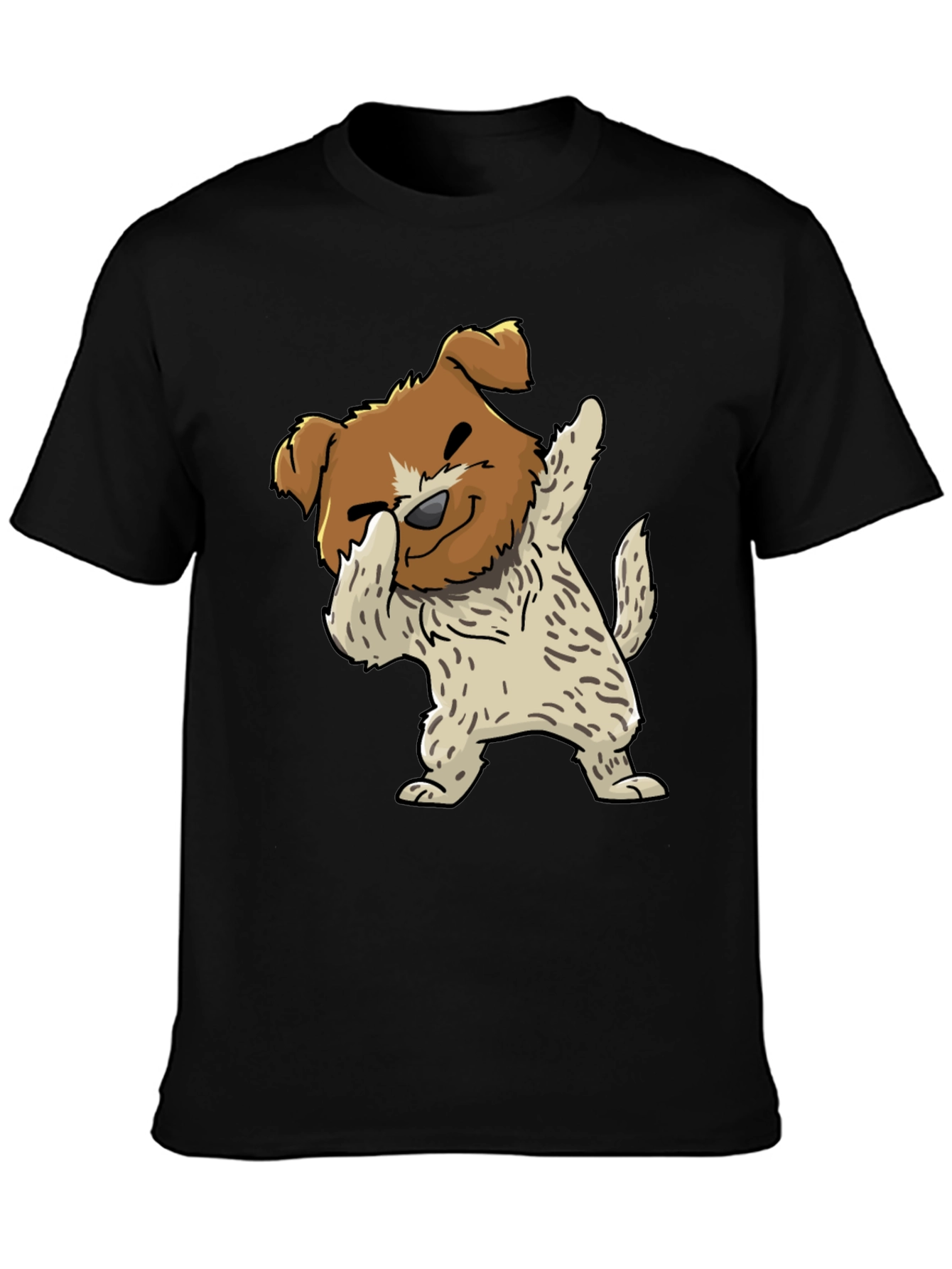 Dog Dabbing Graphic Tee - Black Cotton Blend