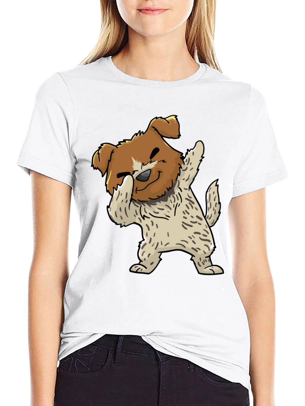 Dog Dabbing Graphic Tee - Black Cotton Blend