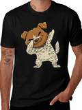 Dog Dabbing Graphic Tee - Black Cotton Blend