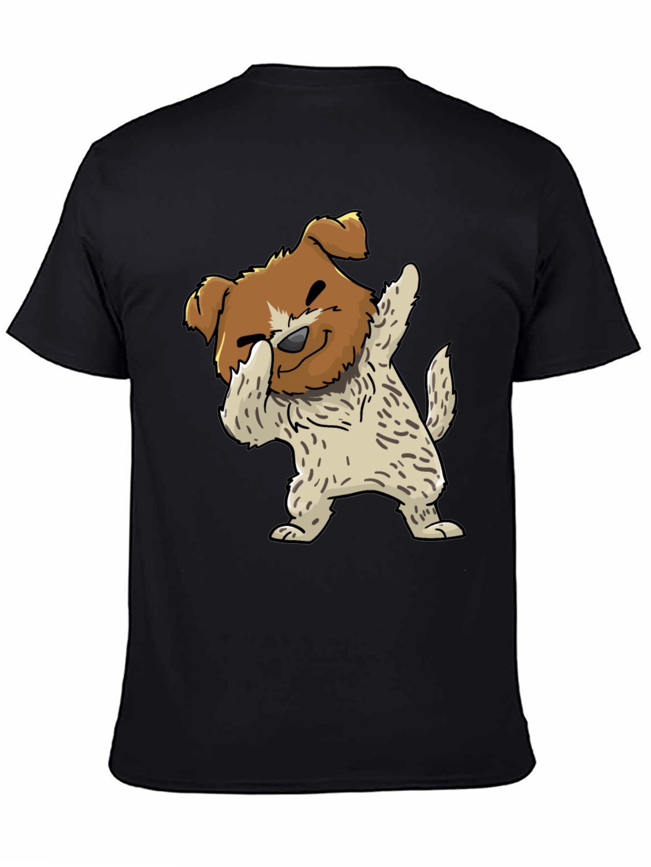 Dog Dabbing Graphic Tee - Black Cotton Blend