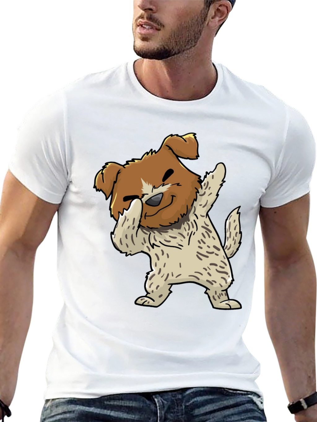 Dog Dabbing Graphic Tee - Black Cotton Blend