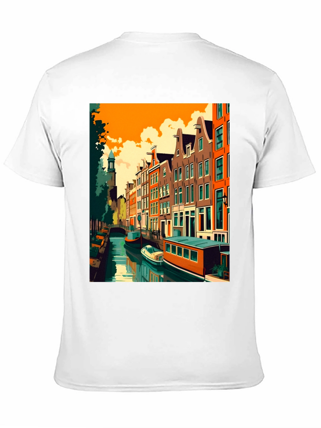 Amsterdam Canal Art T-Shirt - Modern Graphic Tee