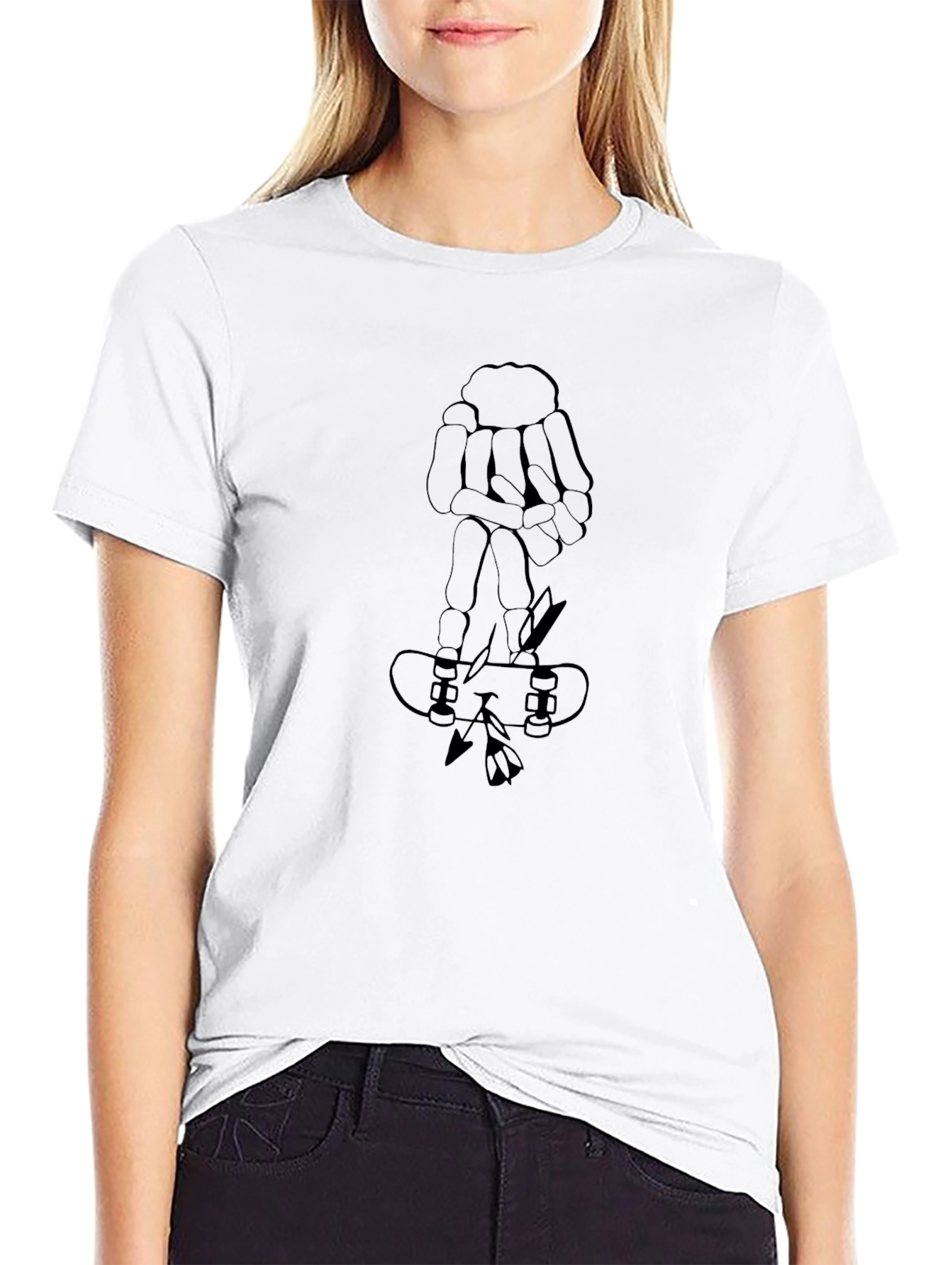 Skateboard Skeleton Hand Graphic Tee