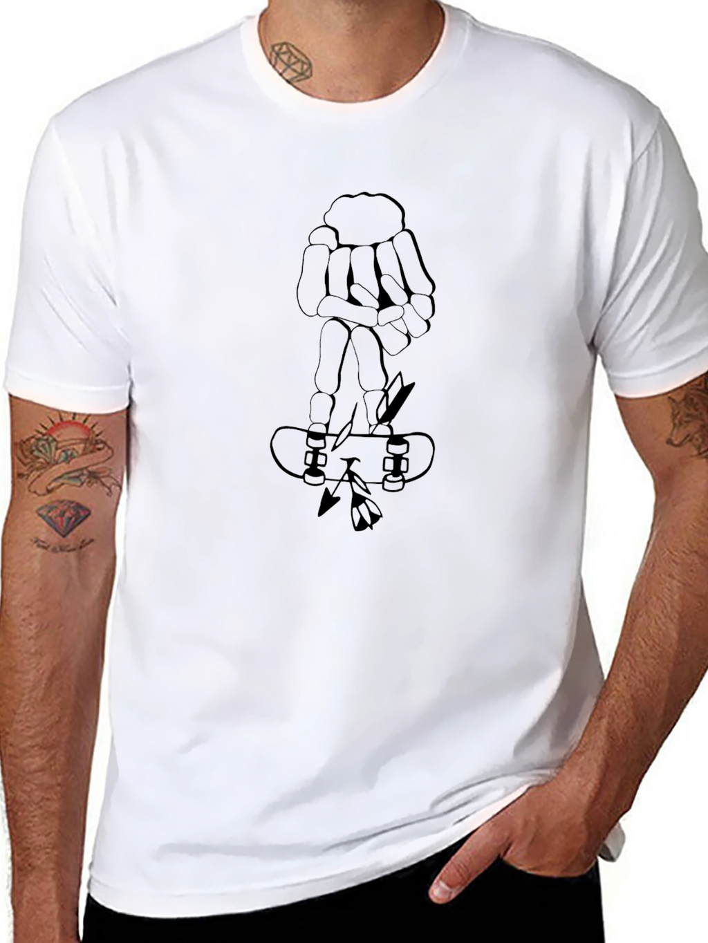 Skateboard Skeleton Hand Graphic Tee