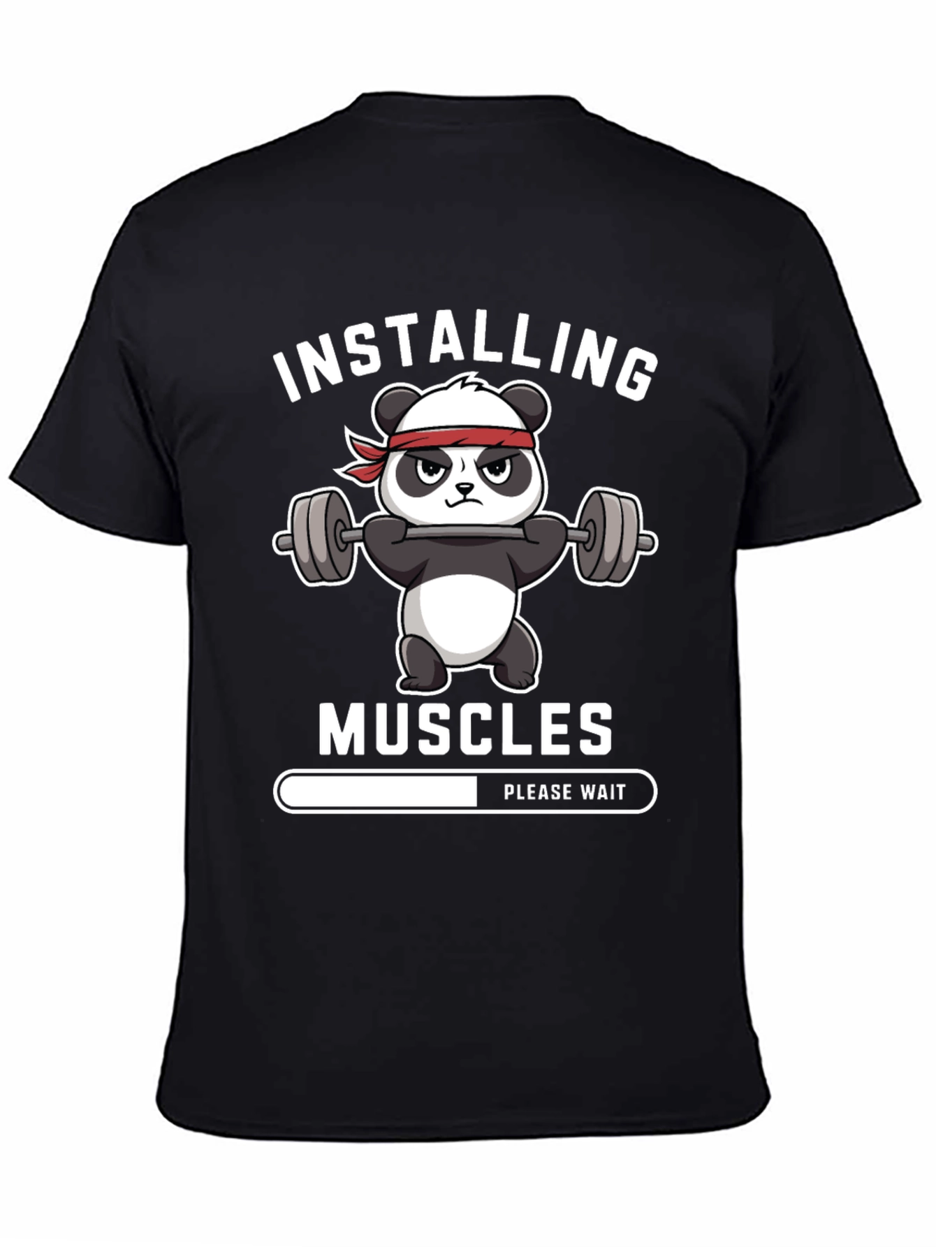 Installing Muscles Funny Gym Panda T-Shirt