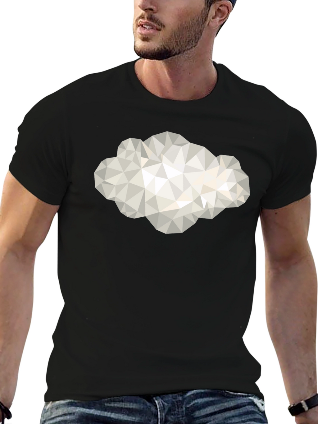 Geometric Cloud Graphic Tee - Modern Style