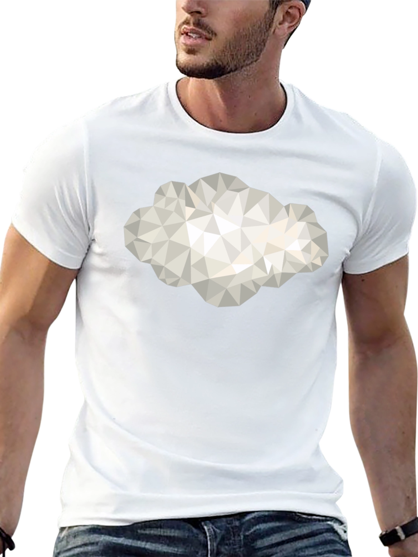 Geometric Cloud Graphic Tee - Modern Style