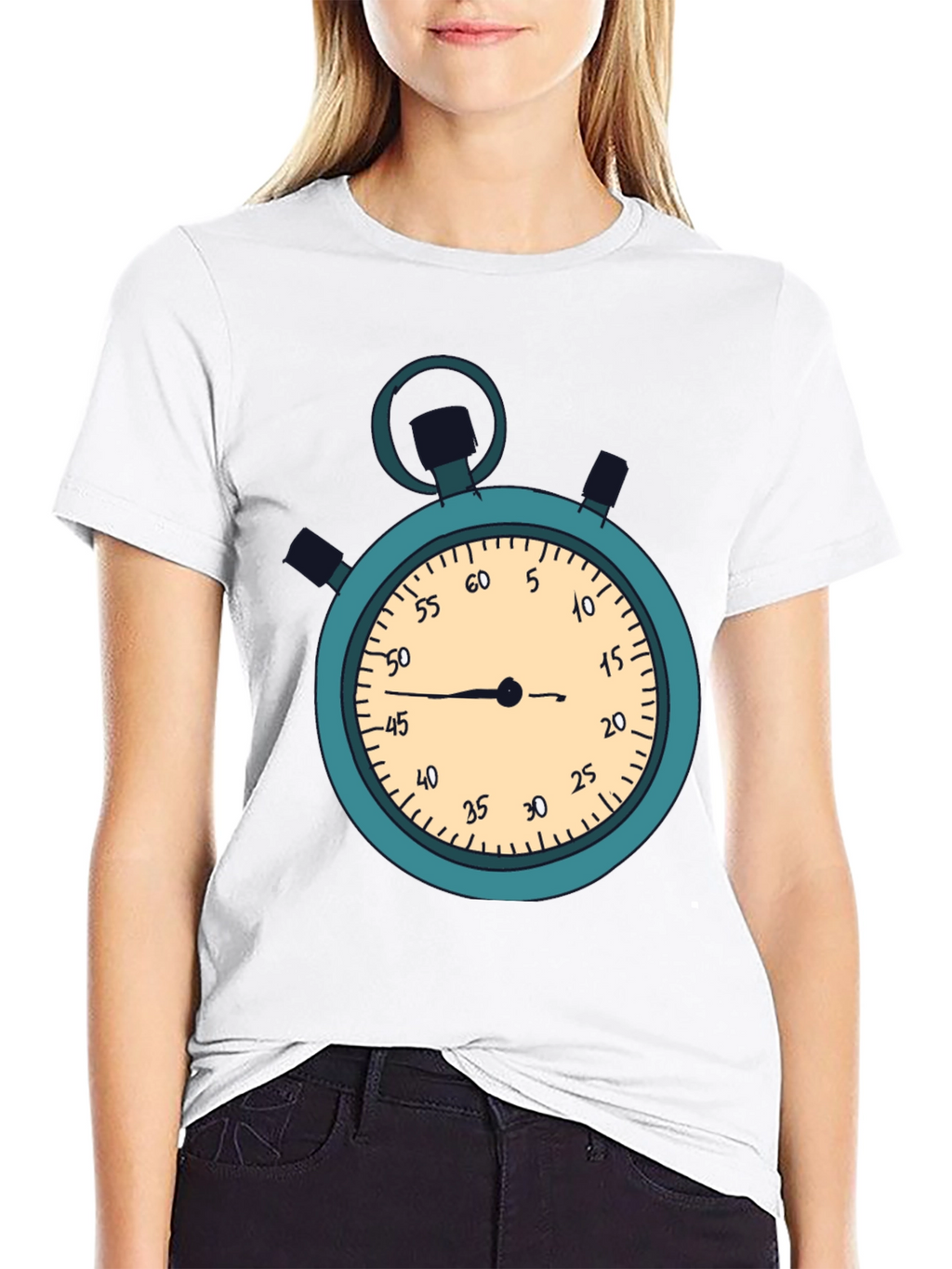 Stopwatch Graphic T-Shirt - Black Casual