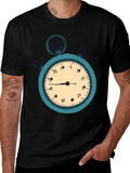 Stopwatch Graphic T-Shirt - Black Casual