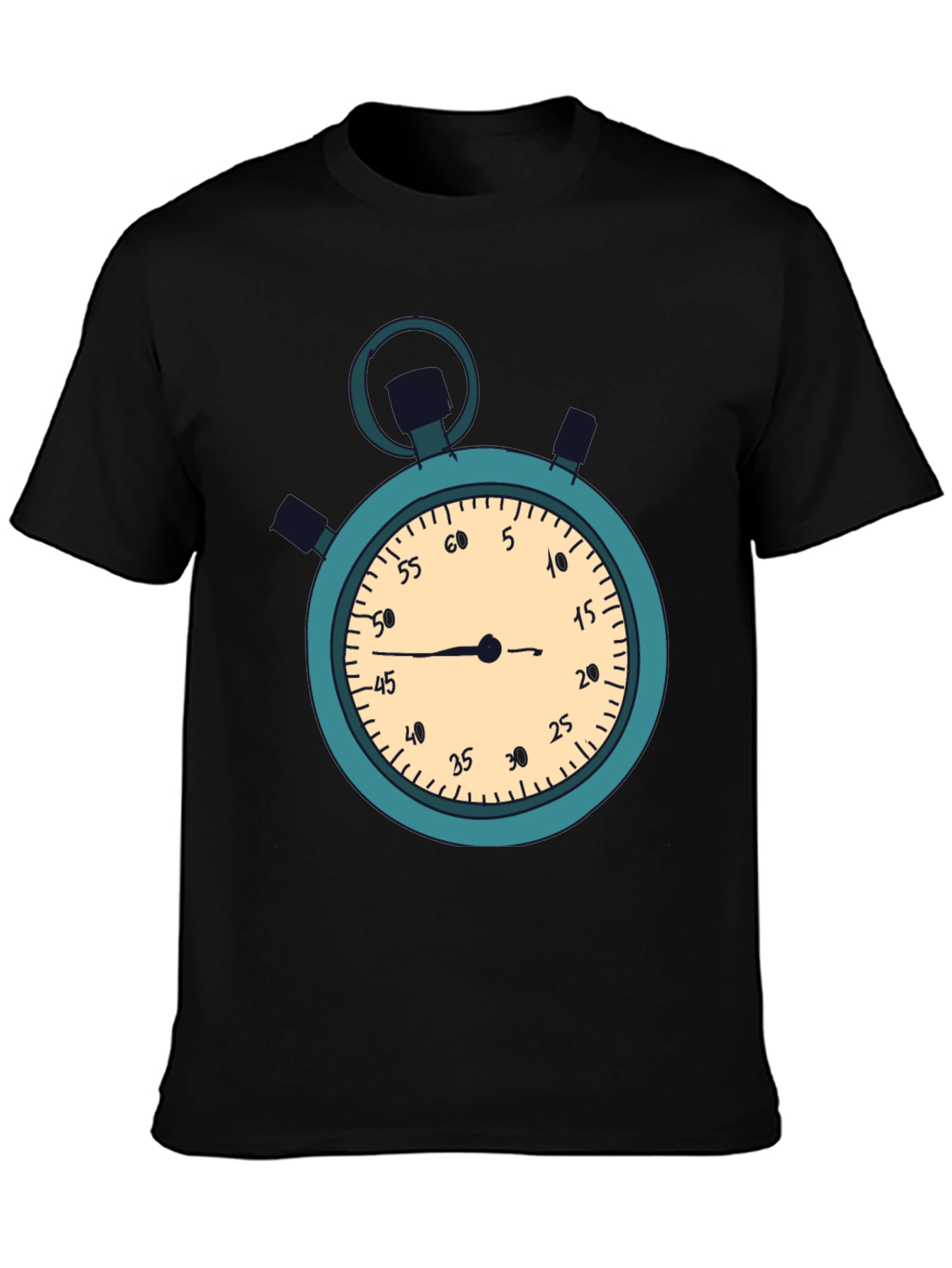 Stopwatch Graphic T-Shirt - Black Casual