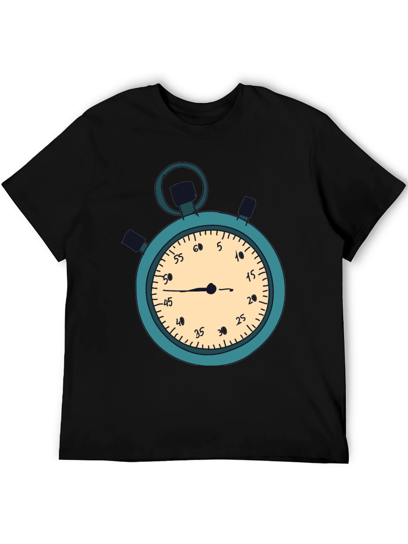 Stopwatch Graphic T-Shirt - Black Casual