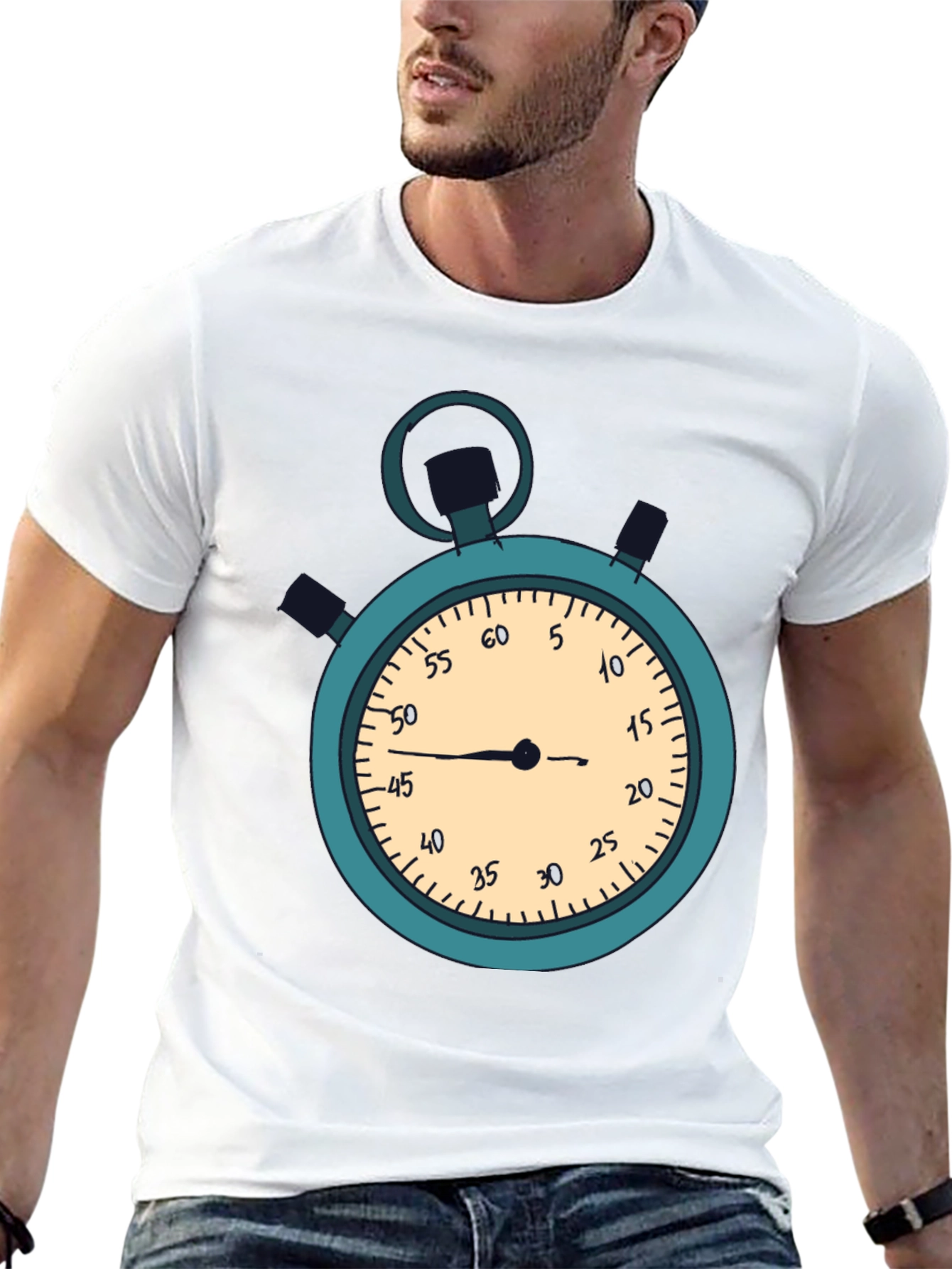 Stopwatch Graphic T-Shirt - Black Casual