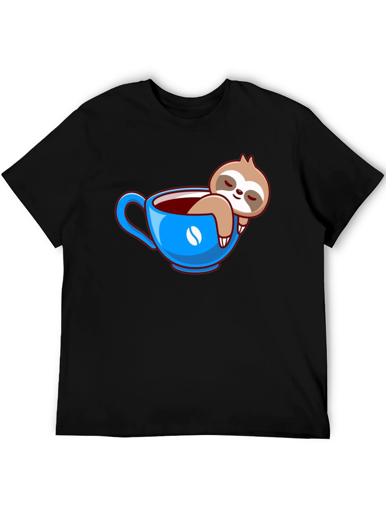 Sloth in Coffee Cup Graphic Tee - Relaxed Fit