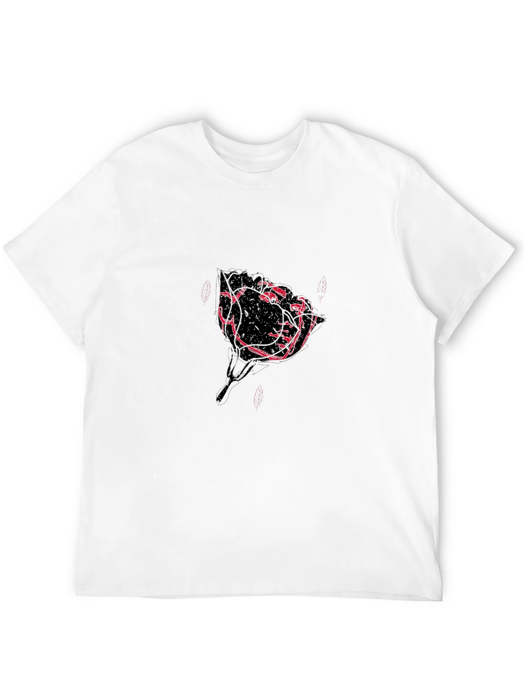 Modern Rose Graphic Black T-Shirt