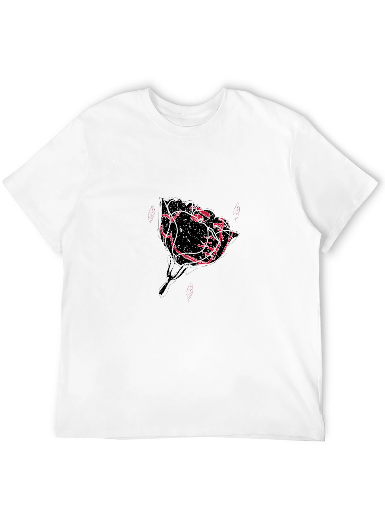 Modern Rose Graphic Black T-Shirt