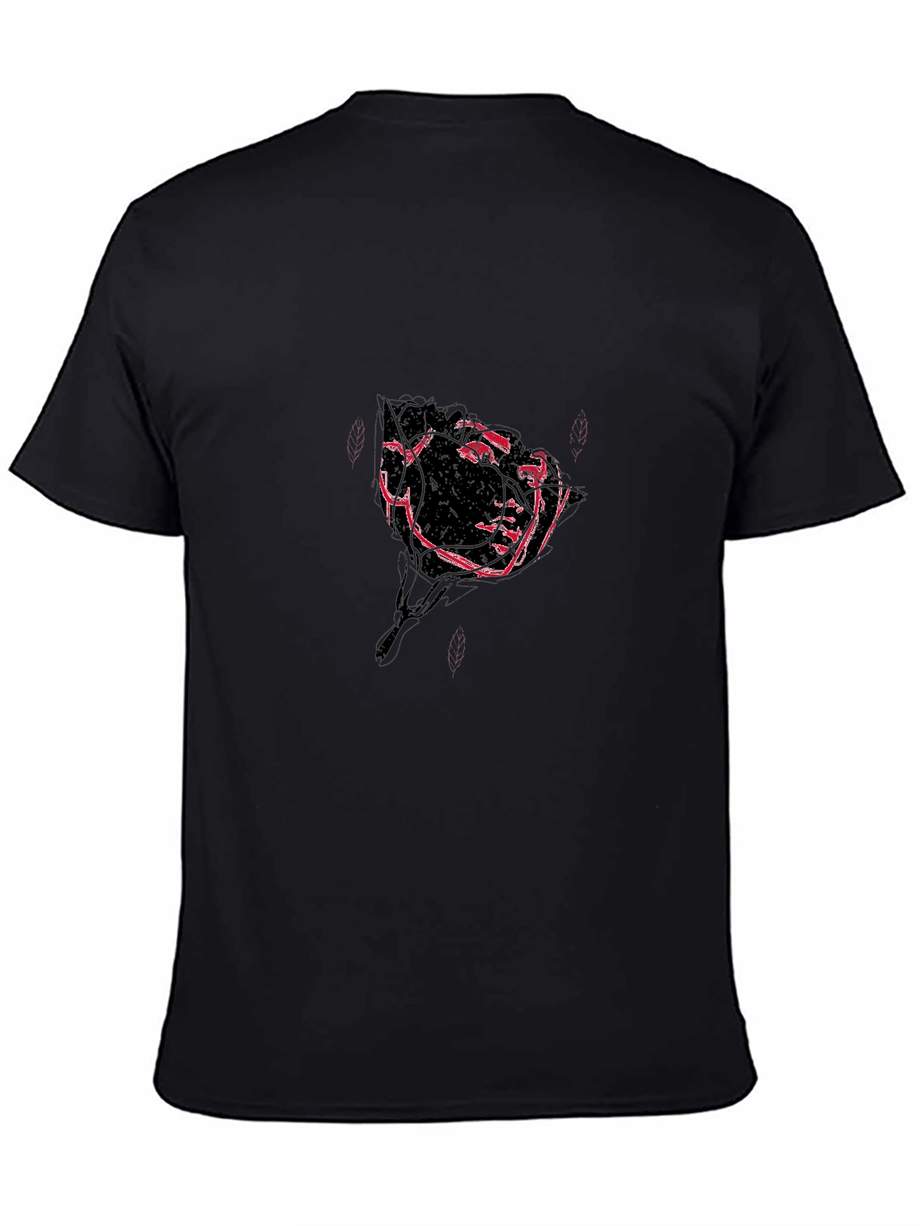 Modern Rose Graphic Black T-Shirt