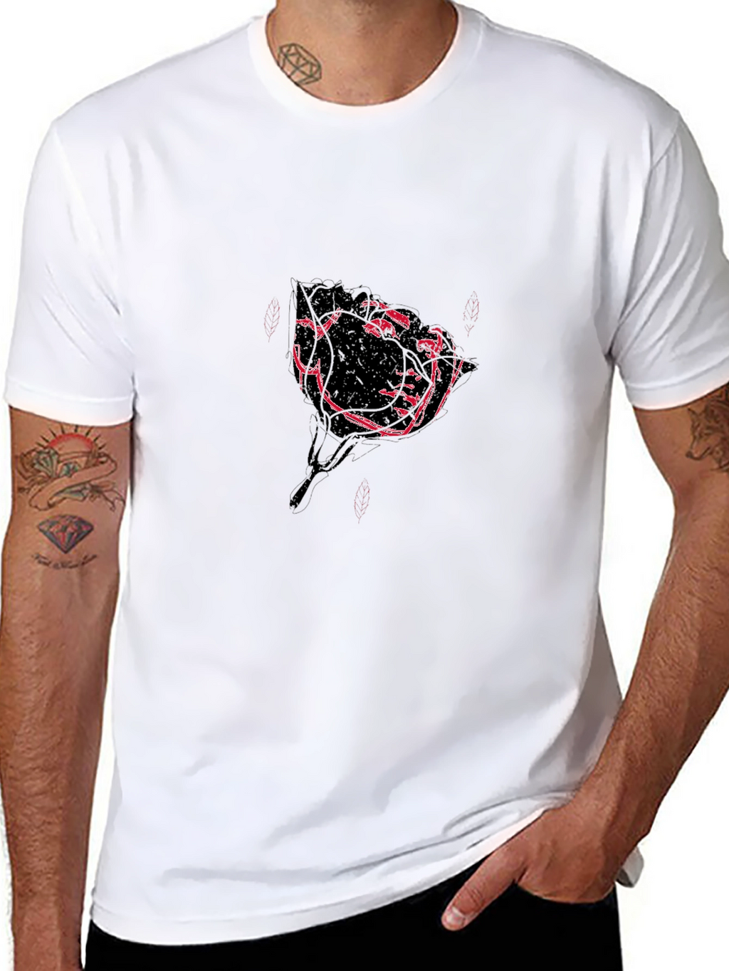 Modern Rose Graphic Black T-Shirt