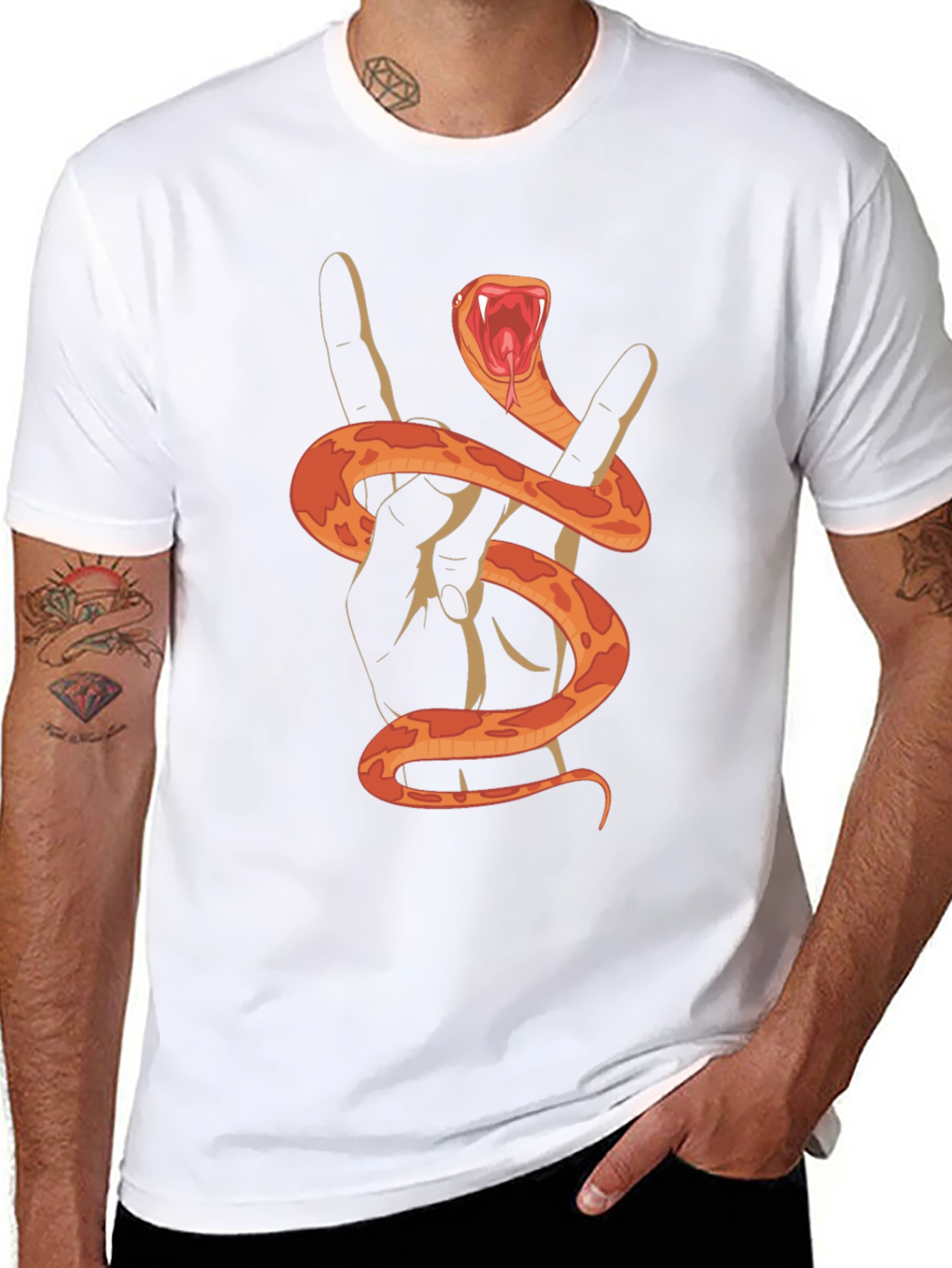 Rock On Snake Graphic Tee - Black