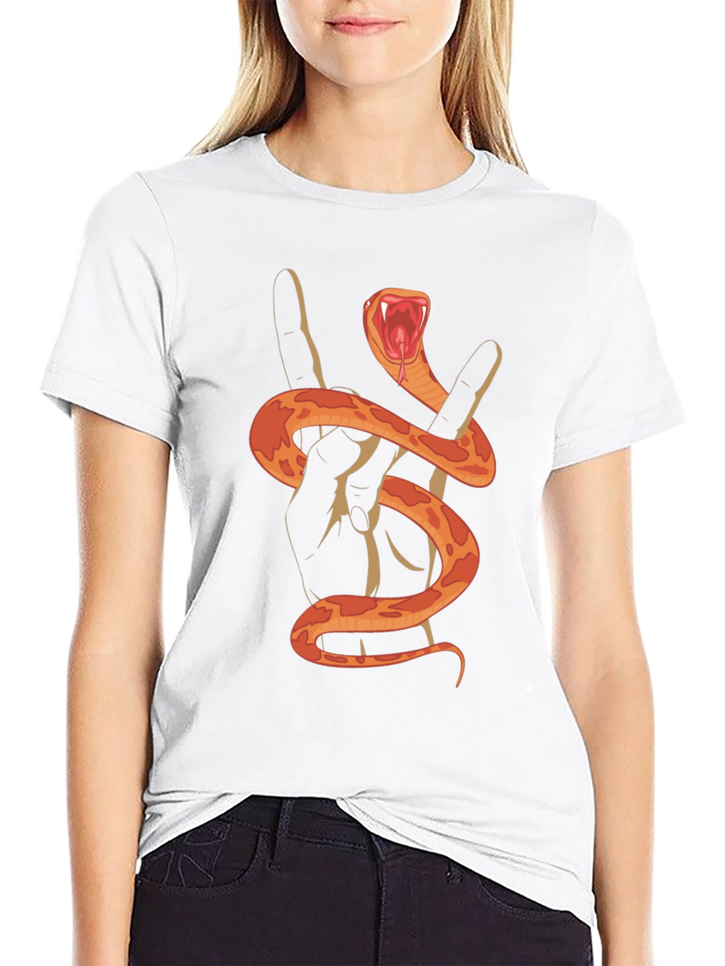 Rock On Snake Graphic Tee - Black