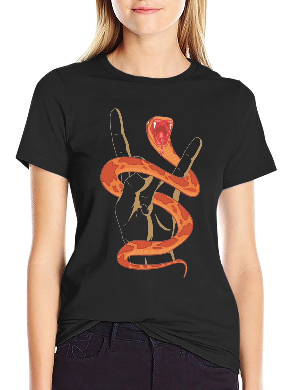 Rock On Snake Graphic Tee - Black