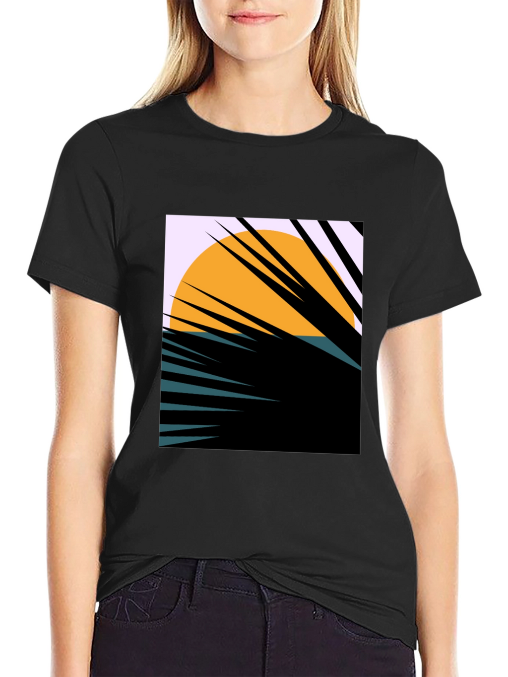 Sunset Palm Graphic Tee - Unique Abstract Design