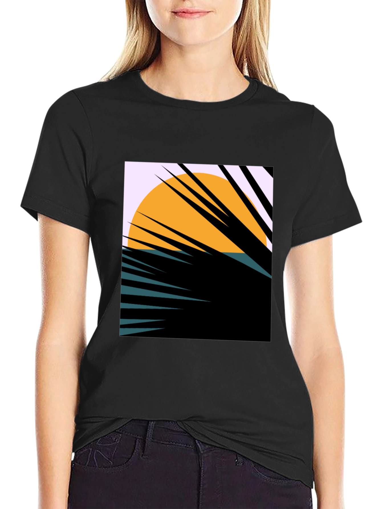 Sunset Palm Graphic Tee - Unique Abstract Design