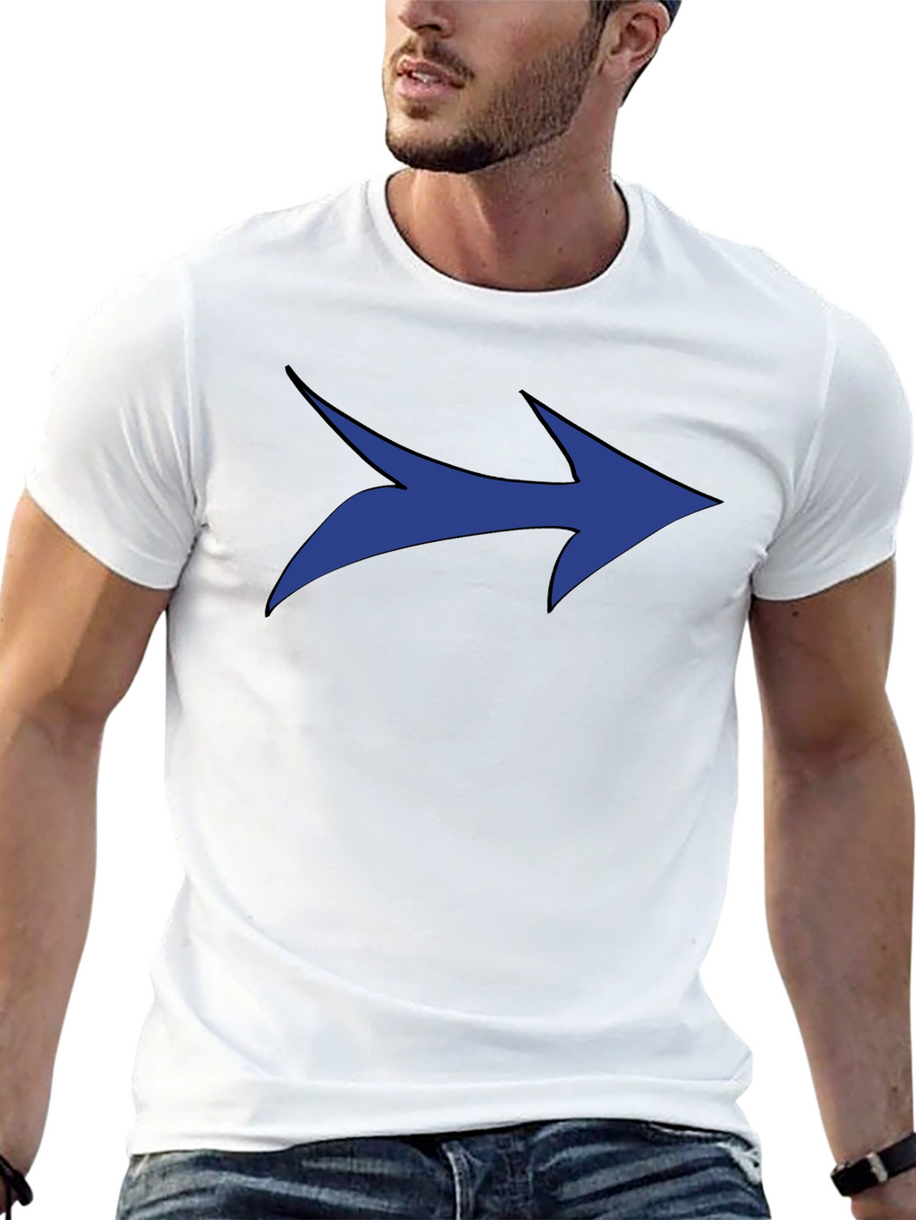 Blue Arrow Graphic Black T-Shirt - Modern Style