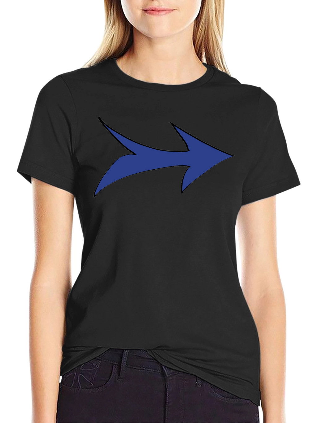 Blue Arrow Graphic Black T-Shirt - Modern Style