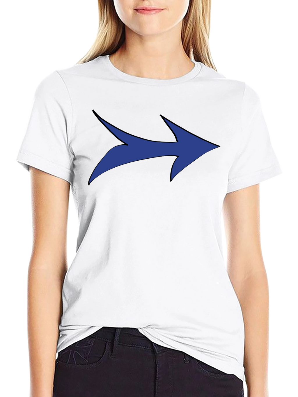 Blue Arrow Graphic Black T-Shirt - Modern Style