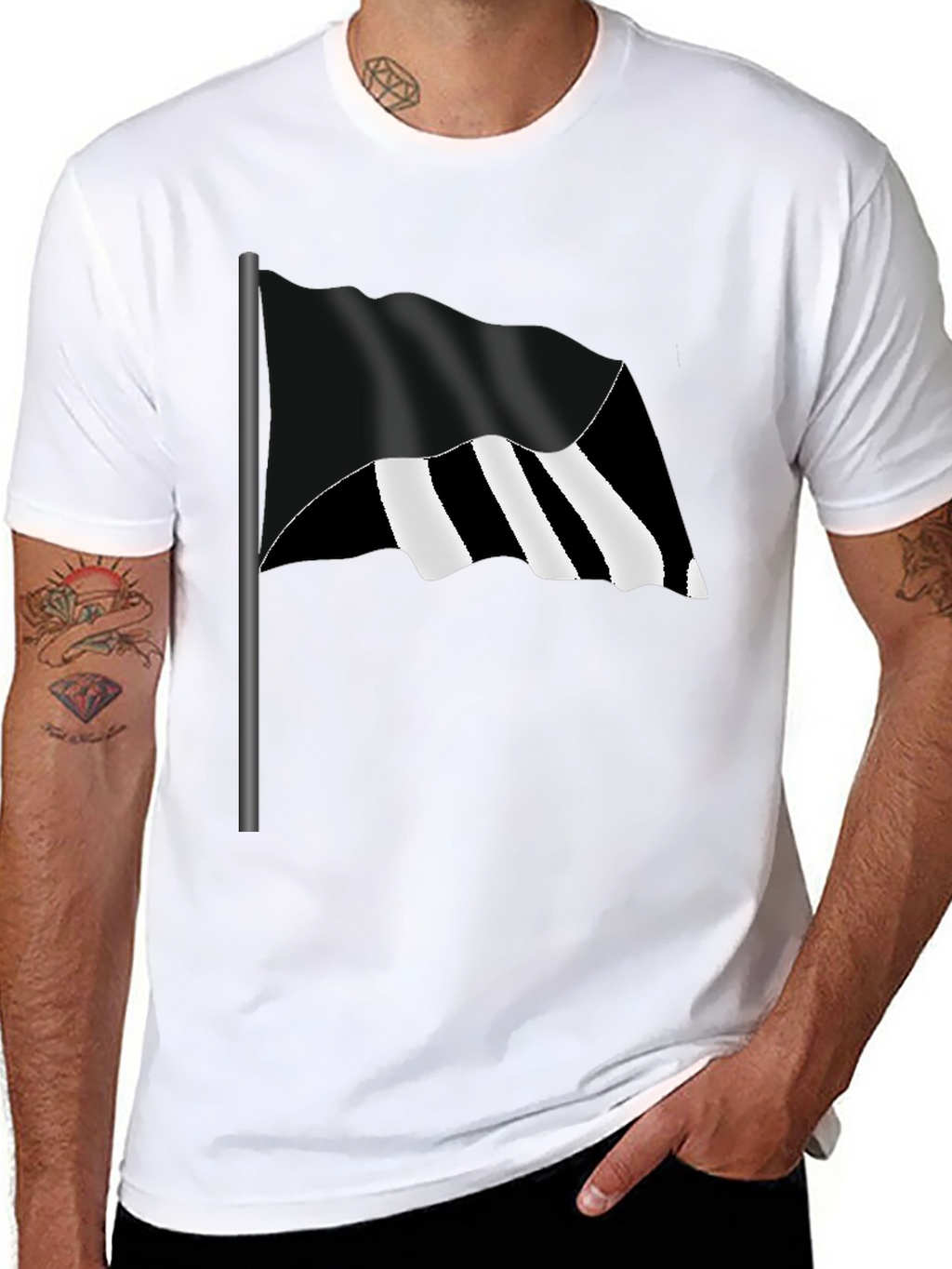 Striped Flag Graphic Tee - Bold Style