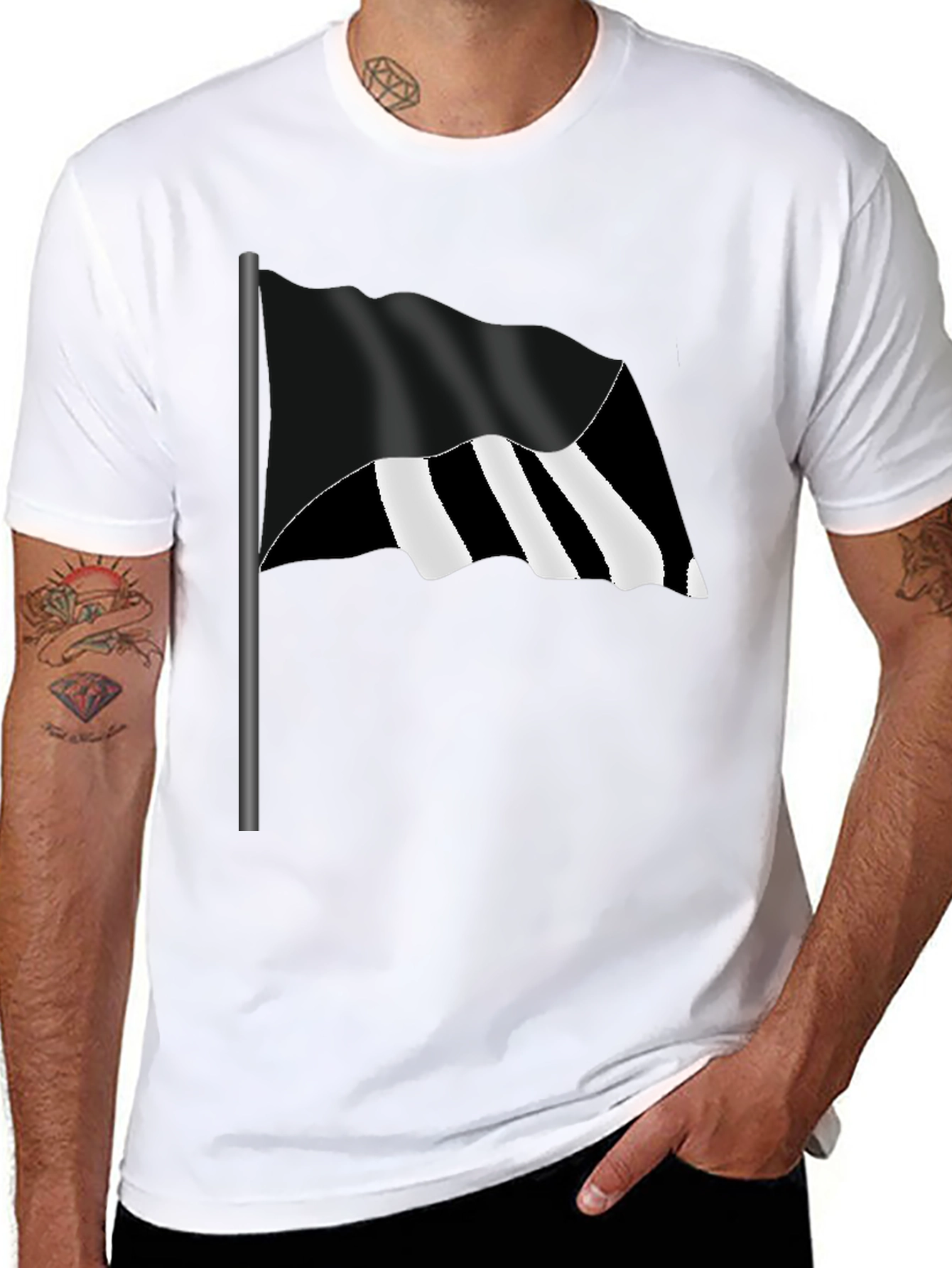 Striped Flag Graphic Tee - Bold Style