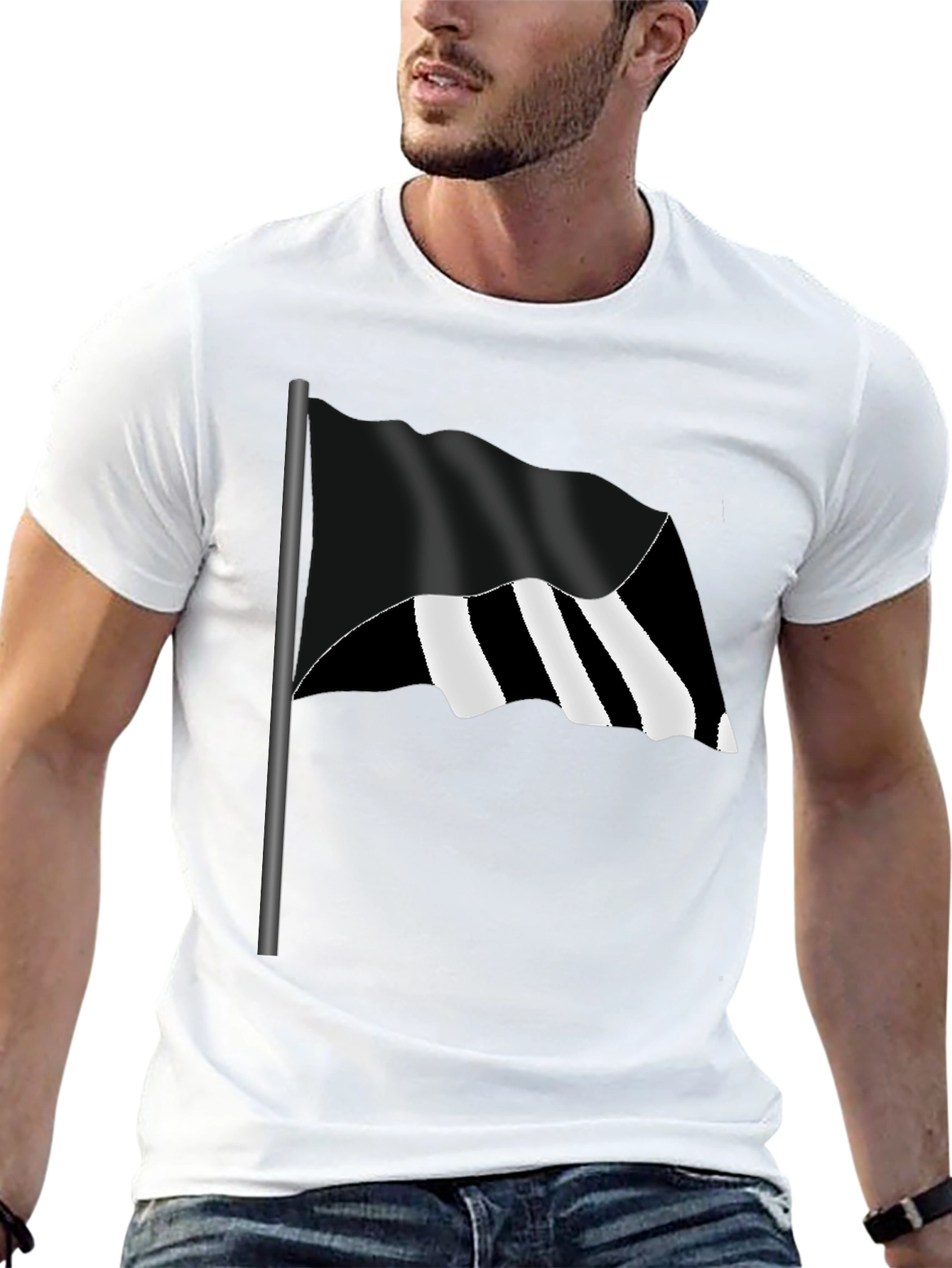 Striped Flag Graphic Tee - Bold Style