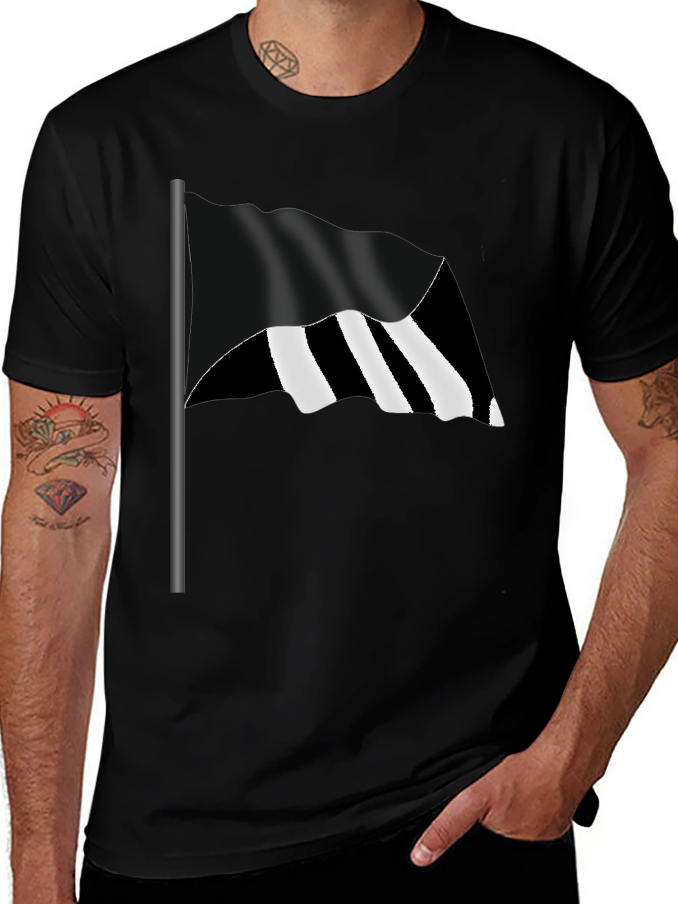 Striped Flag Graphic Tee - Bold Style