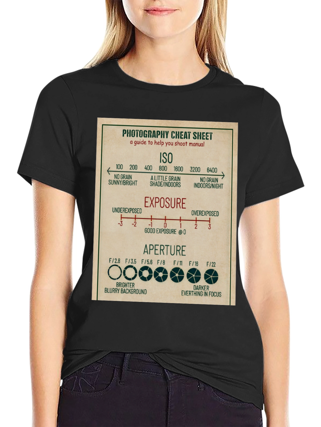 Photography Cheat Sheet T-Shirt - Camera Settings Guide Tee