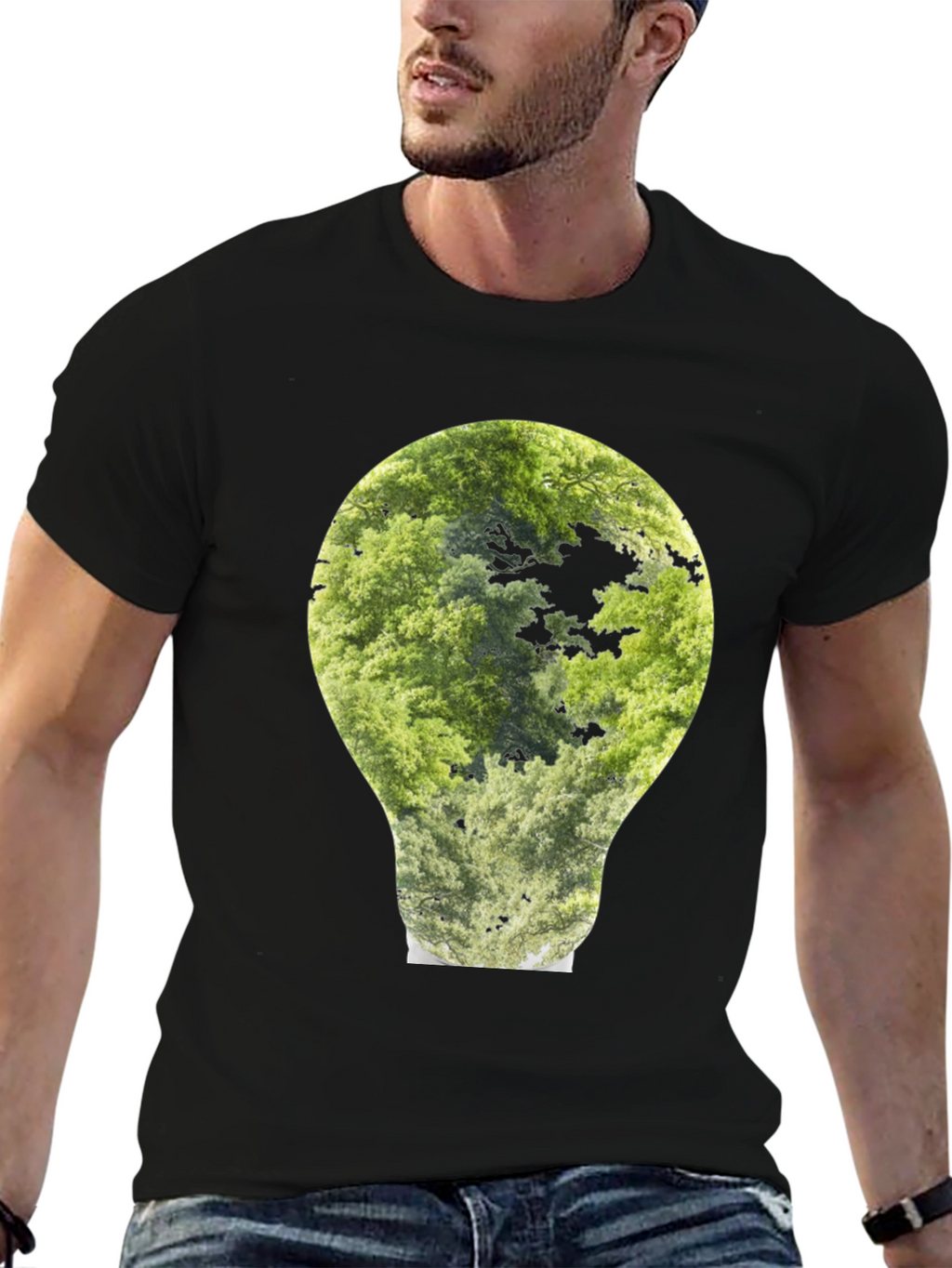 Nature Bulb Graphic Tee - Black Cotton Blend