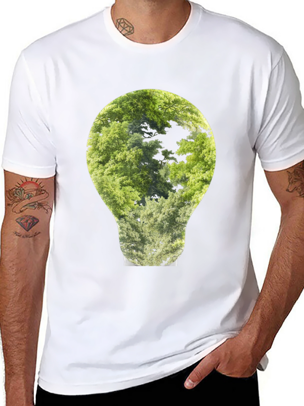 Nature Bulb Graphic Tee - Black Cotton Blend