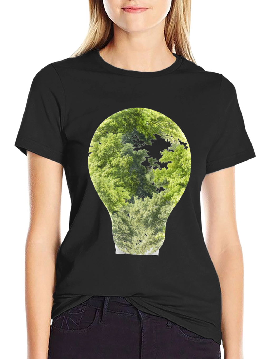 Nature Bulb Graphic Tee - Black Cotton Blend