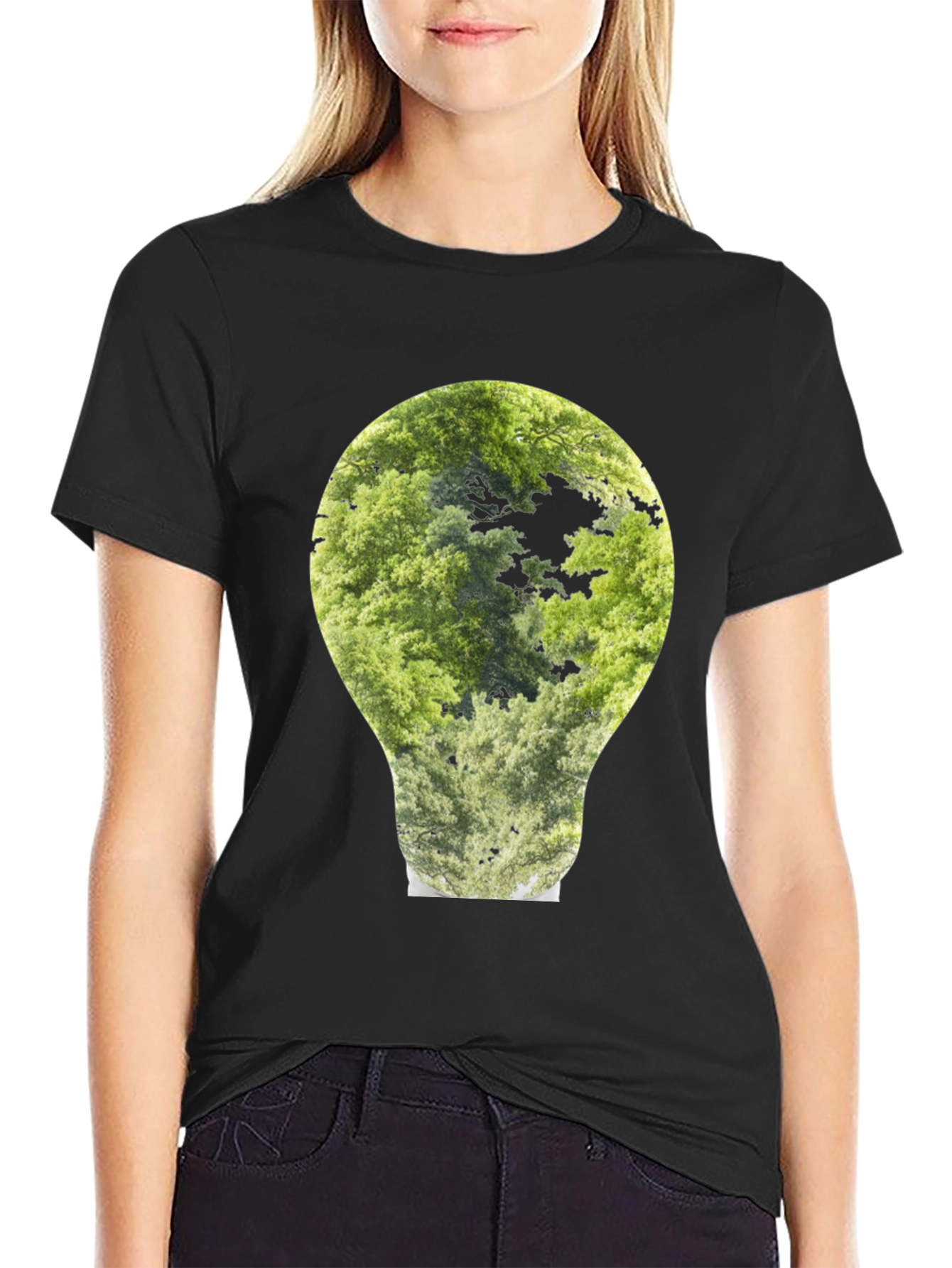 Nature Bulb Graphic Tee - Black Cotton Blend