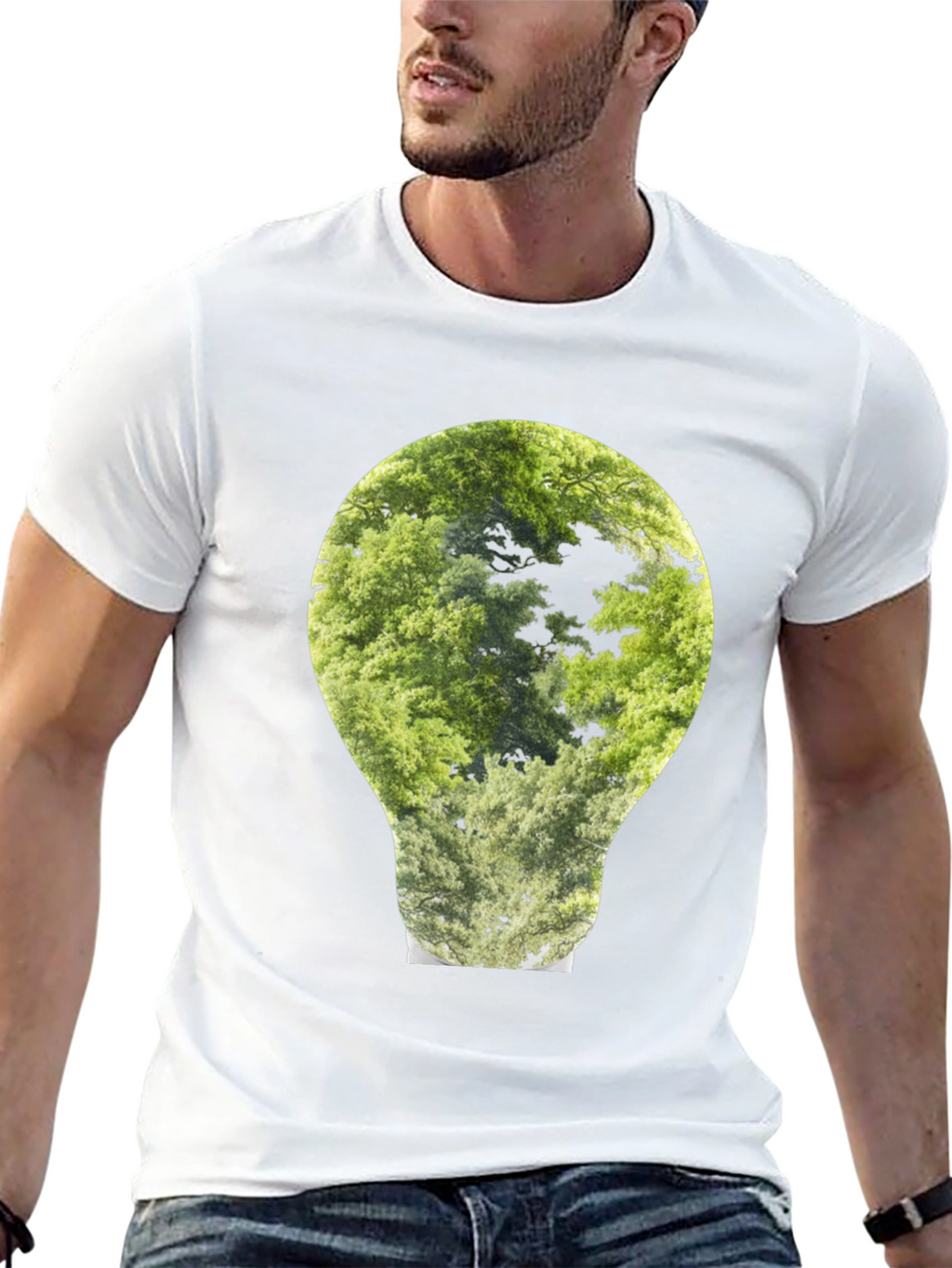 Nature Bulb Graphic Tee - Black Cotton Blend