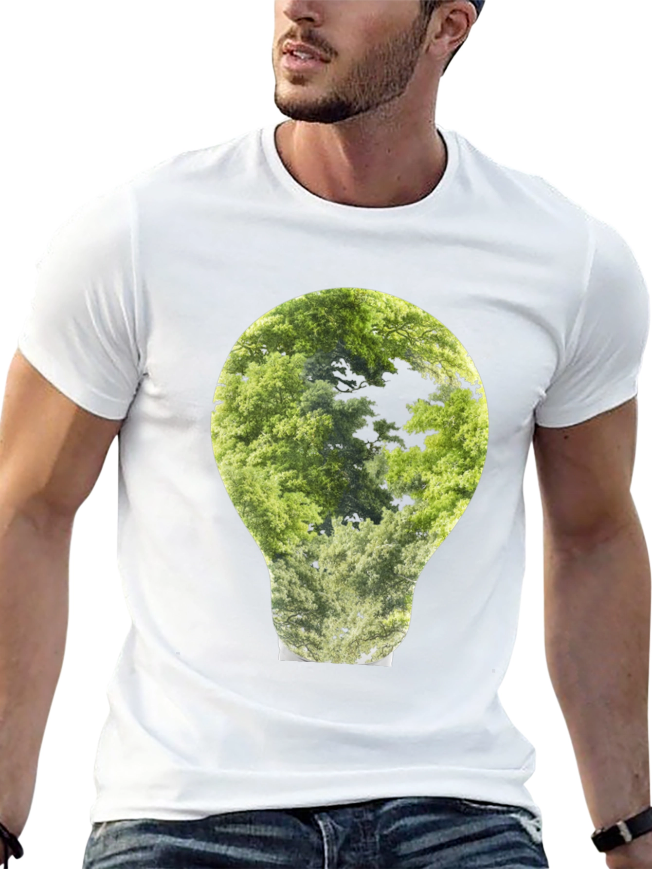 Nature Bulb Graphic Tee - Black Cotton Blend