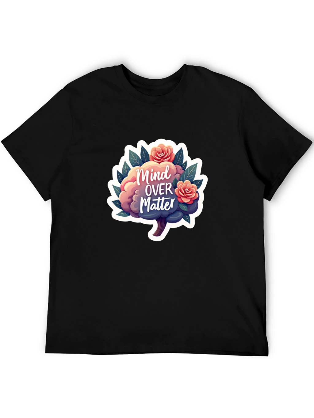 Mind Over Matter Brain and Flower Graphic Tee