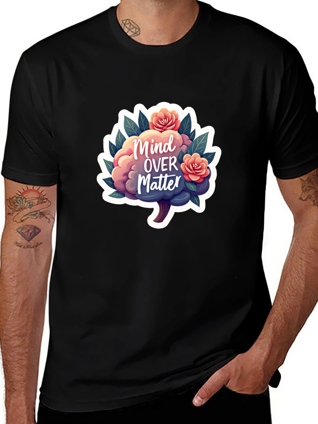 Mind Over Matter Brain and Flower Graphic Tee