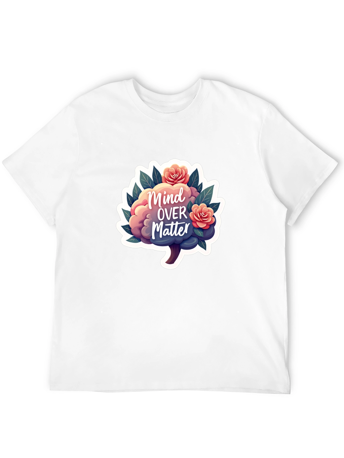 Mind Over Matter Brain and Flower Graphic Tee
