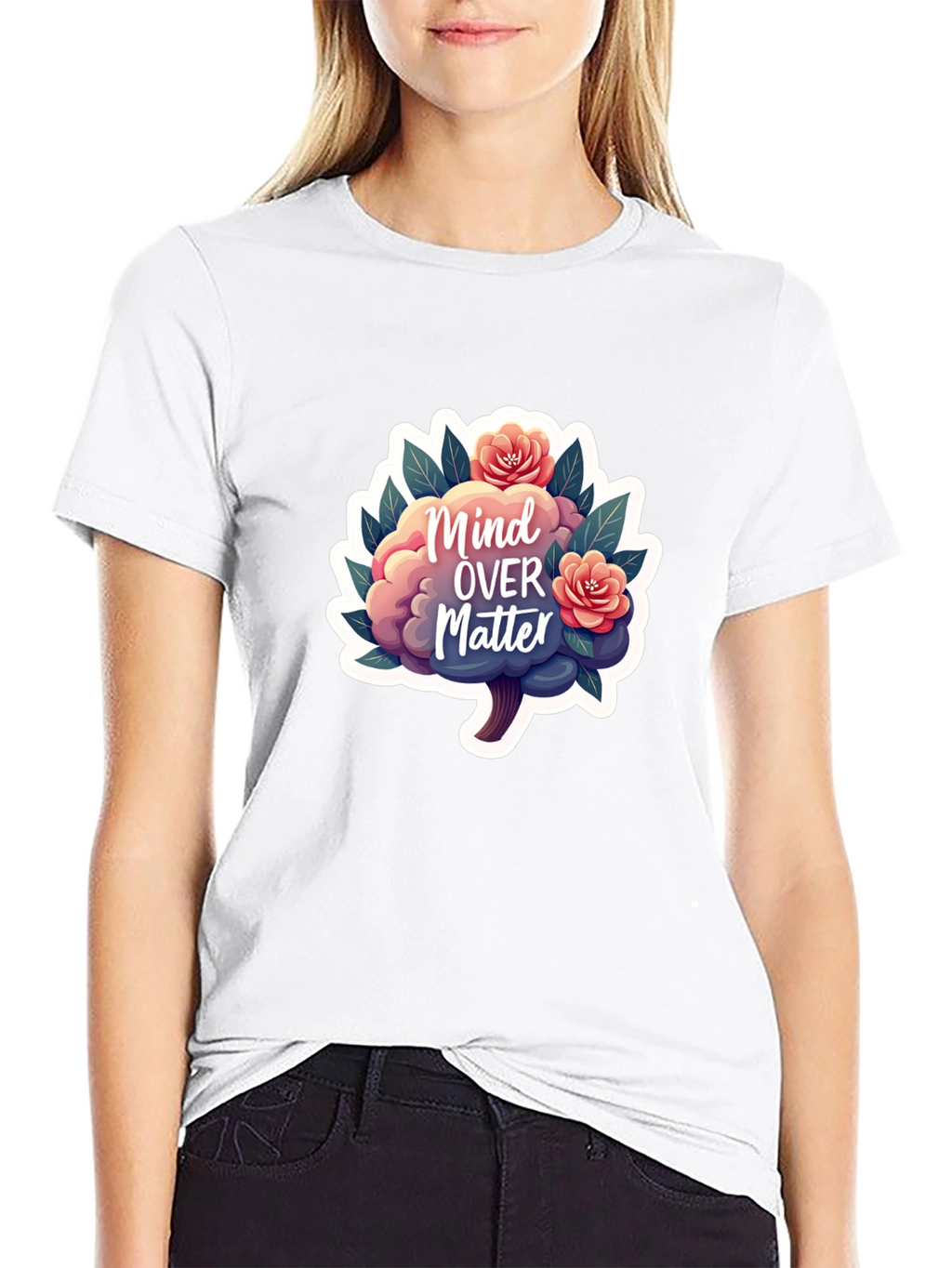Mind Over Matter Brain and Flower Graphic Tee