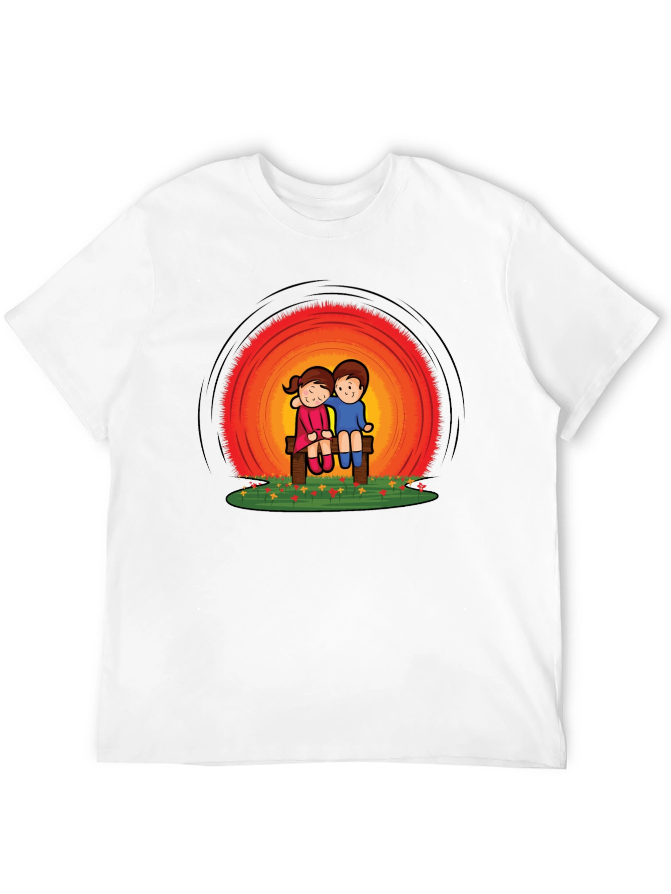Couple on Bench Graphic Tee - Black