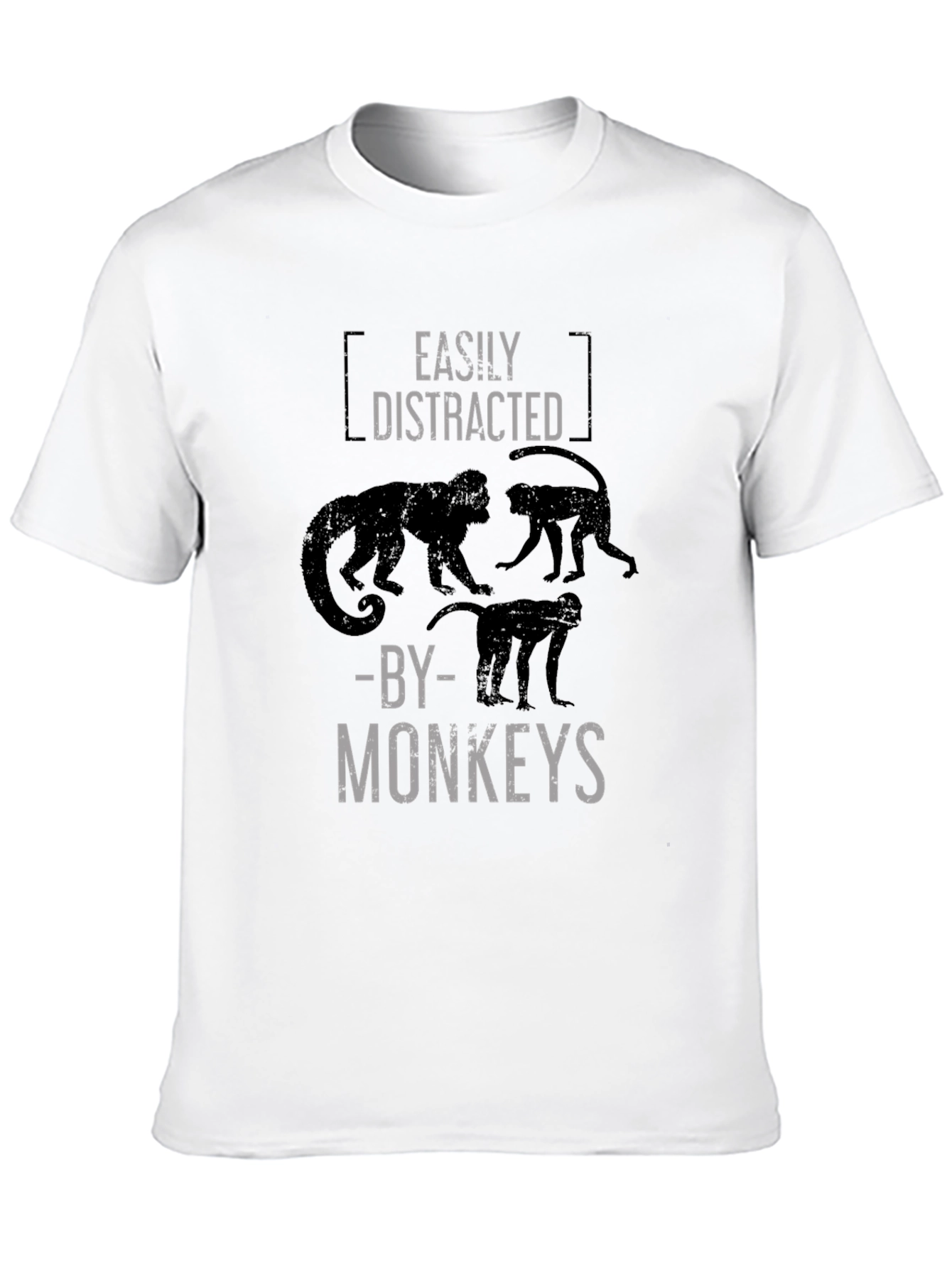 Easily Distracted By Monkeys Black Graphic T-Shirt
