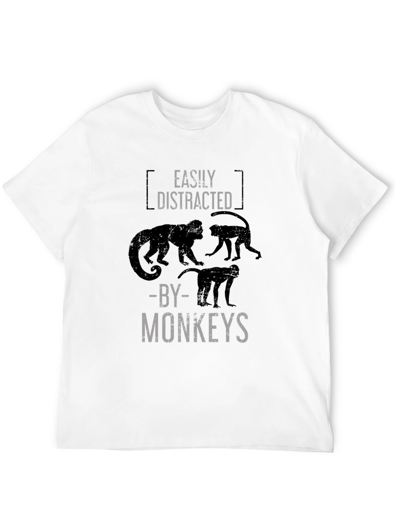 Easily Distracted By Monkeys Black Graphic T-Shirt