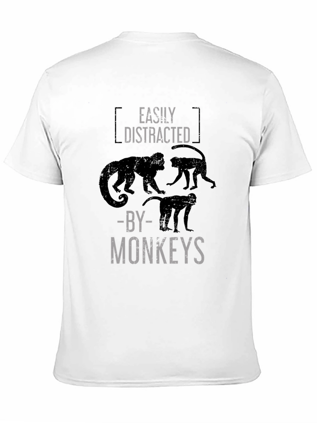 Easily Distracted By Monkeys Black Graphic T-Shirt