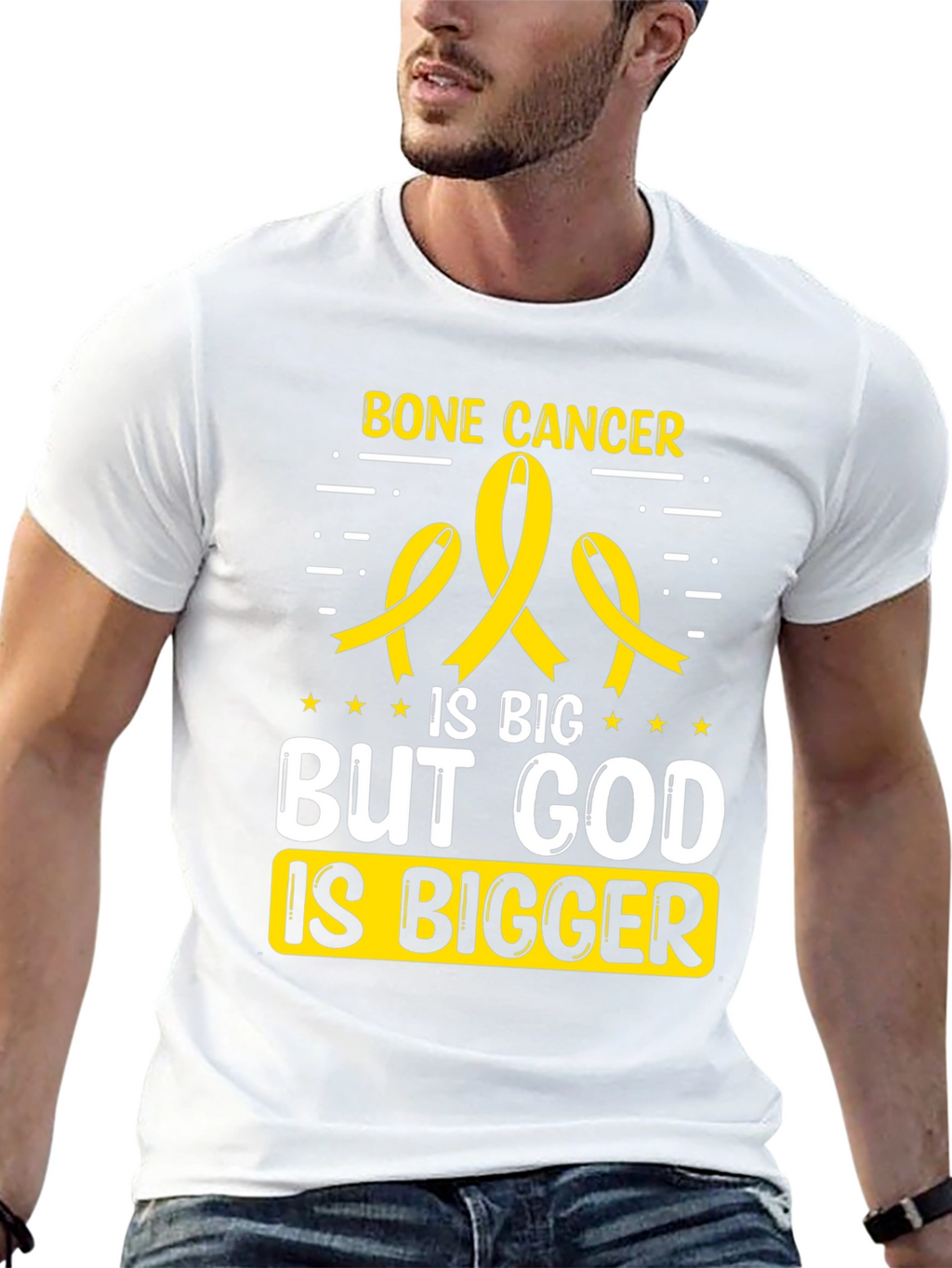 Bone Cancer Awareness T-Shirt - God is Bigger